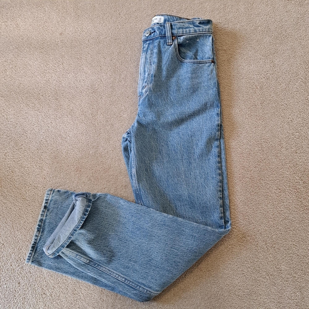 Abercrombie & Fitch Denim 90s Straight Ultra High Rise Jeans Blue Size 27 - Picture 13 of 16